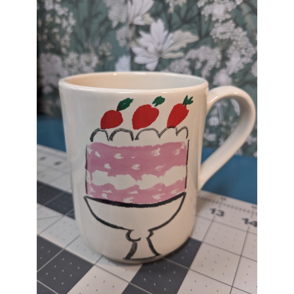 Kate Spade New York Lenox Pink Strawberry Cake Illustration Ceramic Coffee Mug